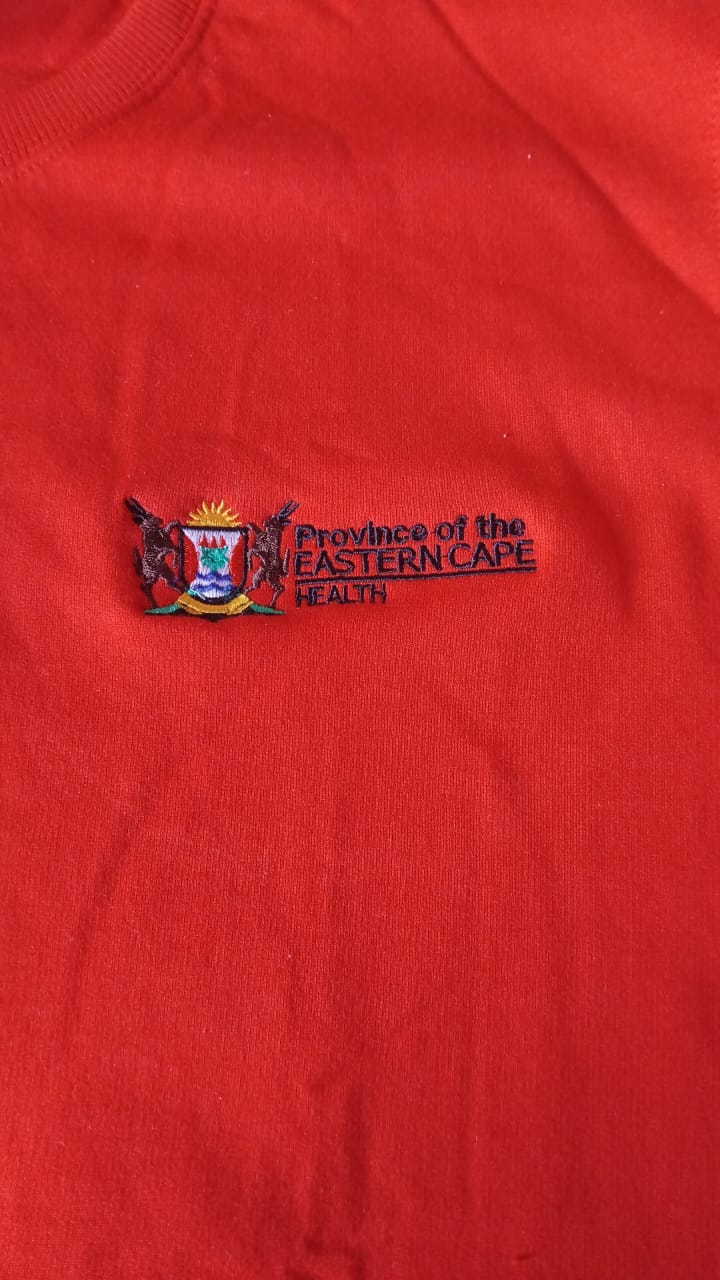 Red branded shirt with Eastern Cape Health identification